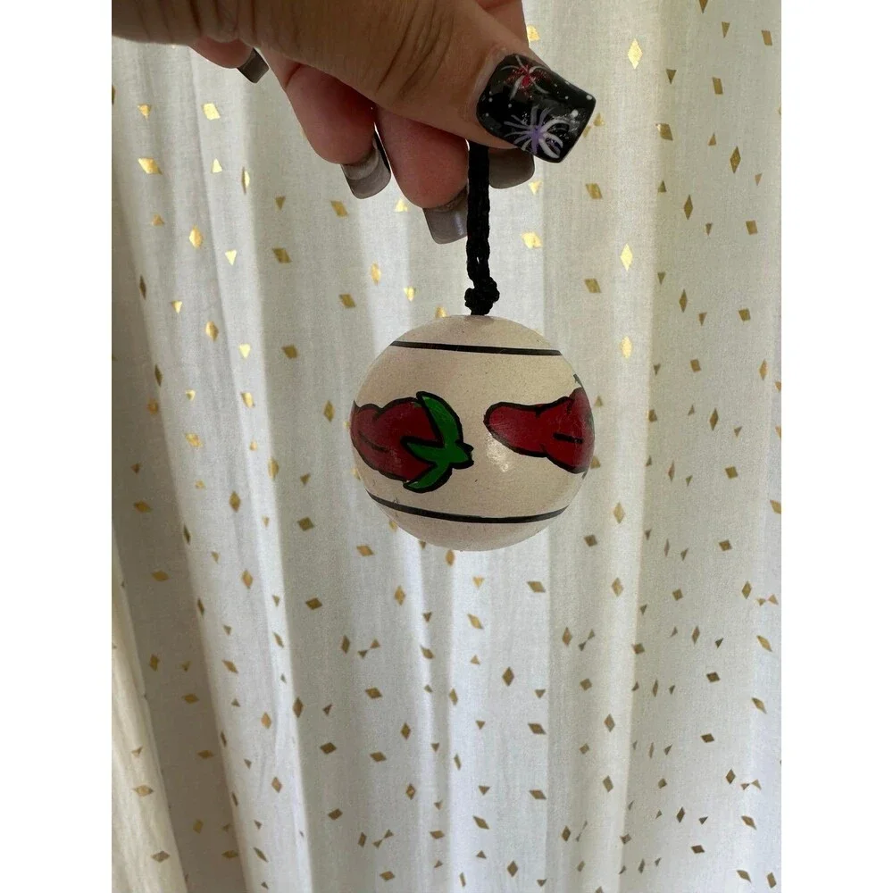 Hand-Painted Southwestern Chili Peppers Ceramic Miniature Ball Ornament